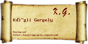 Kégli Gergely névjegykártya
