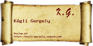 Kégli Gergely névjegykártya